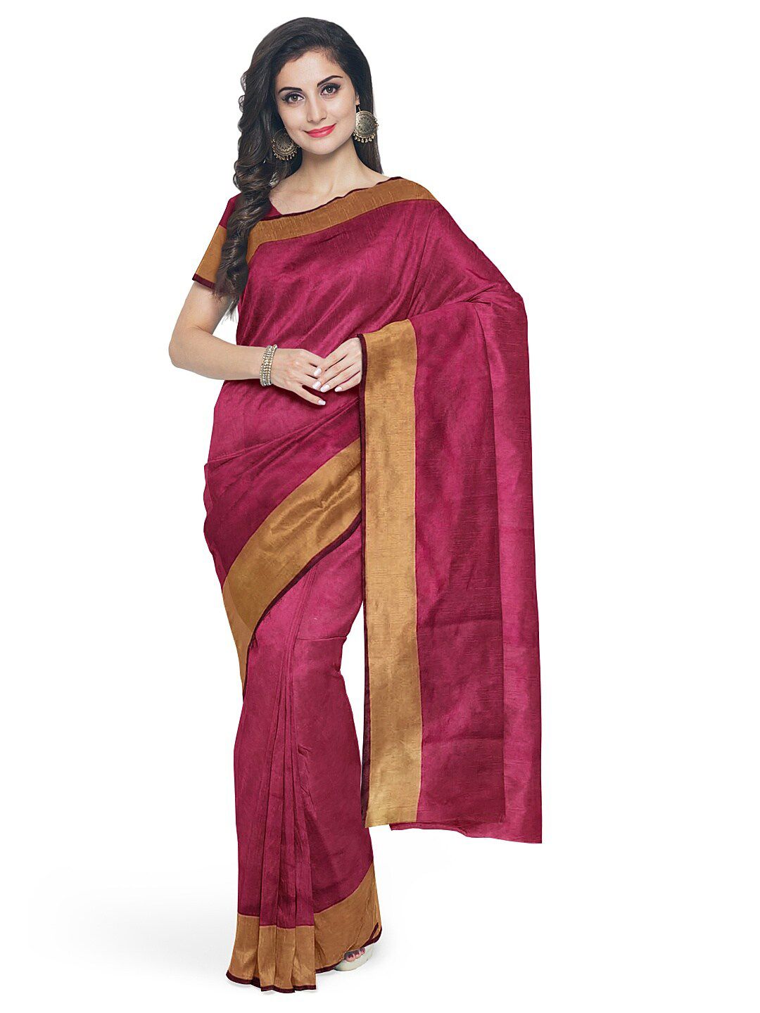 KALINI Maroon & Brown Silk Cotton Ready to Wear Sungudi Saree Price in India