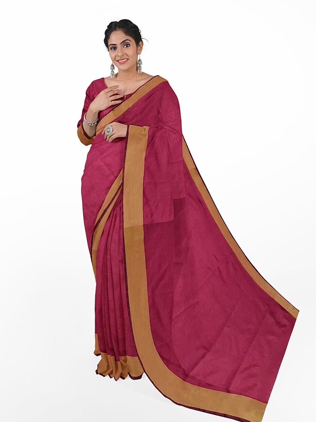 KALINI Maroon Silk Cotton Sungudi Saree Price in India