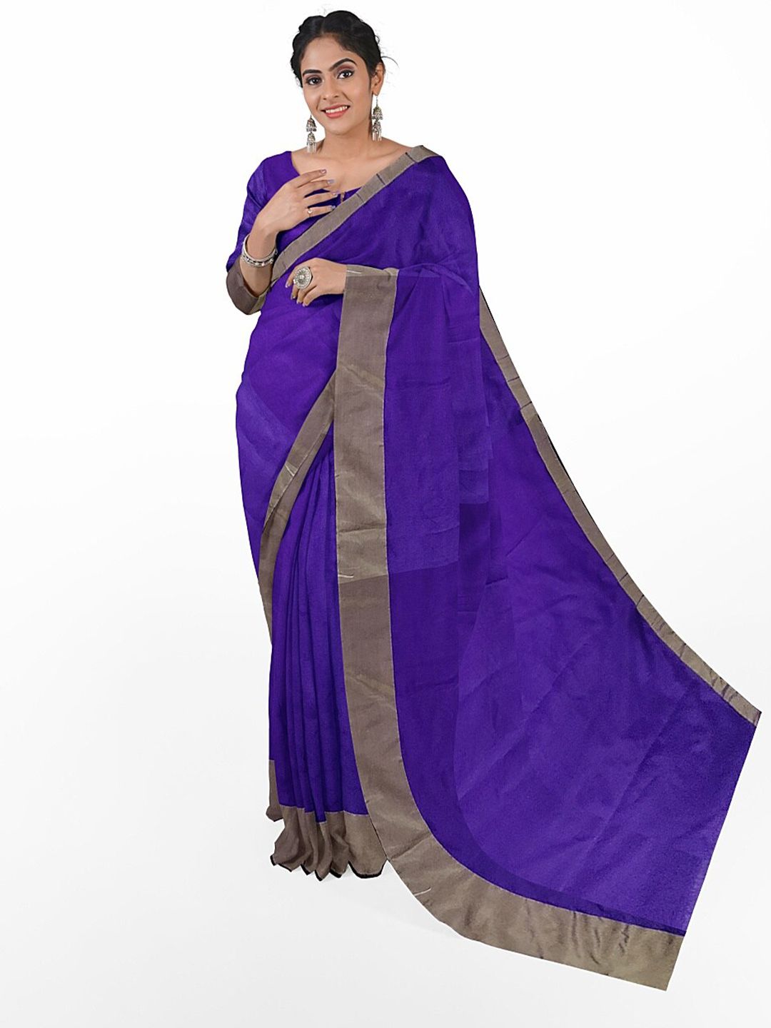 KALINI Purple Silk Cotton Sungudi Saree Price in India