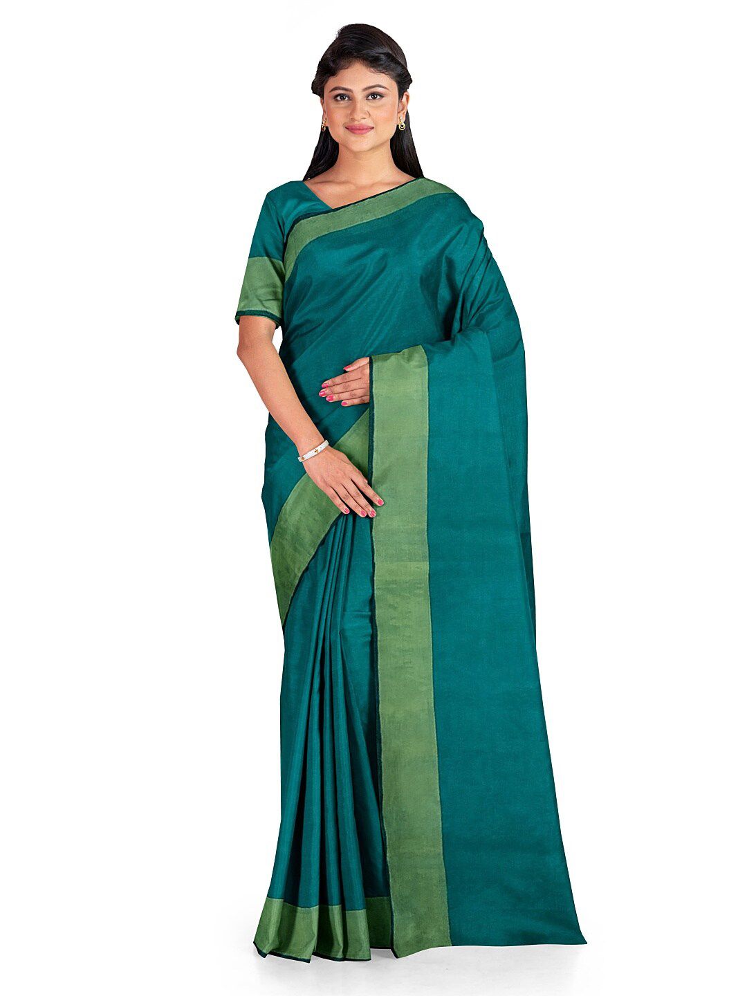 KALINI Green Silk Cotton Sungudi Saree Price in India