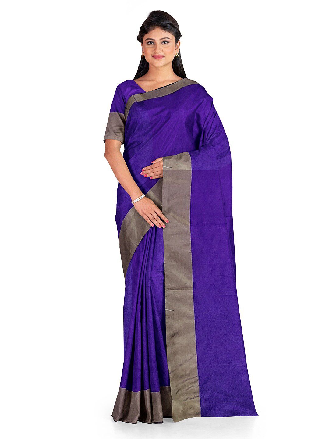 KALINI Purple Silk Cotton Sungudi Saree Price in India