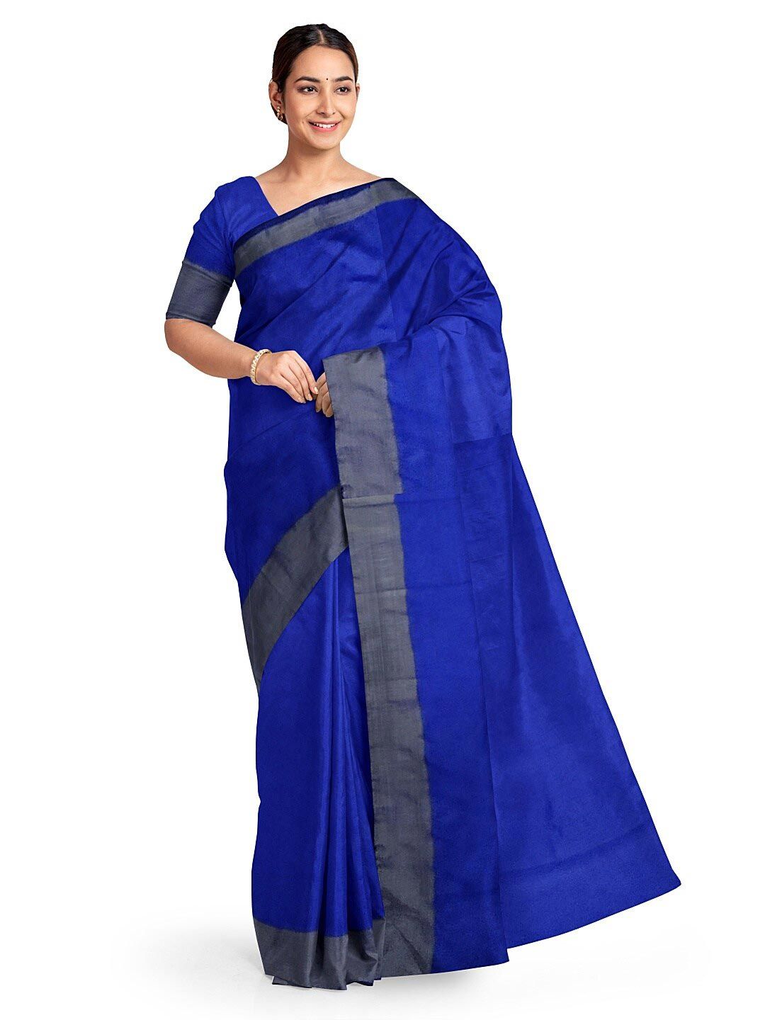 KALINI Blue & Gold-Toned Silk Cotton Sungudi Saree Price in India