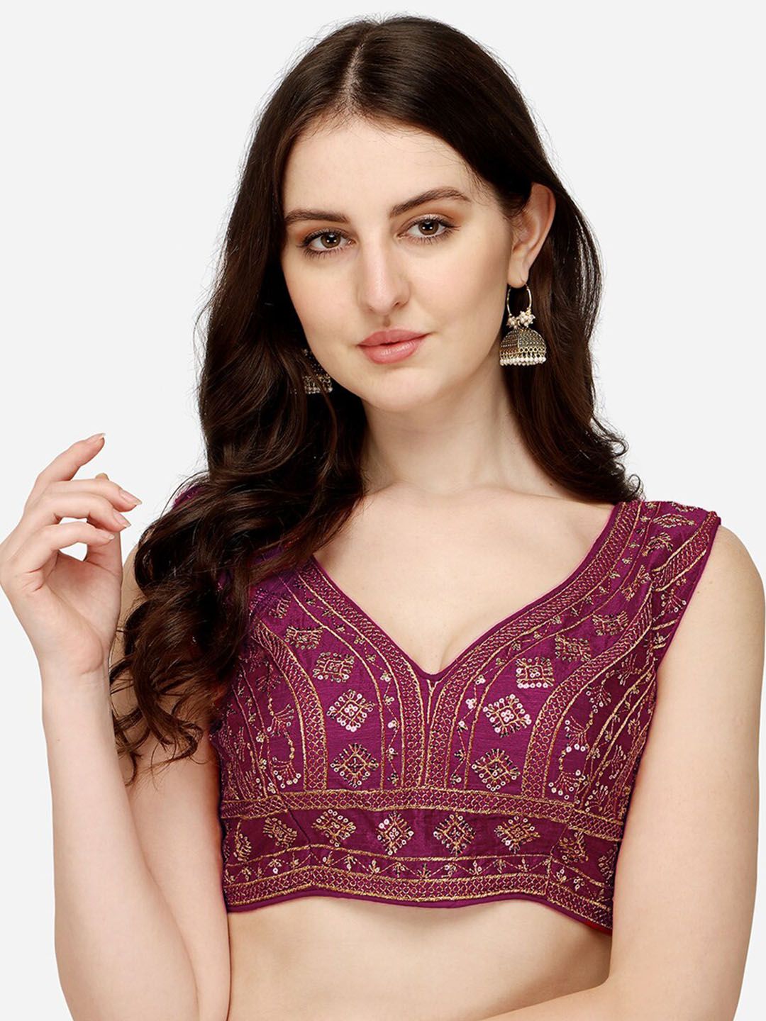PUJIA MILLS Women Violet Saree Blouse Price in India
