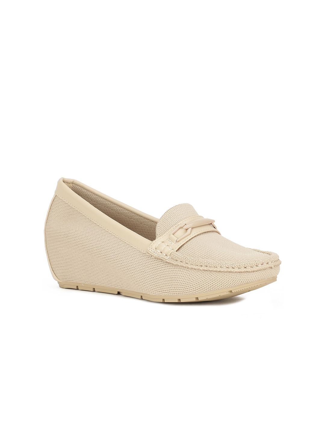Bata Women Nude-Coloured Perforations PU Loafers Price in India
