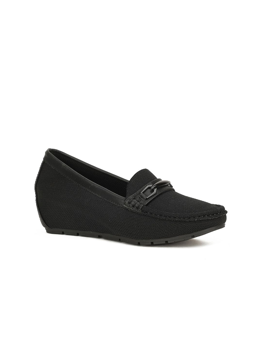 Bata Women Black Solid PU Loafers Price in India