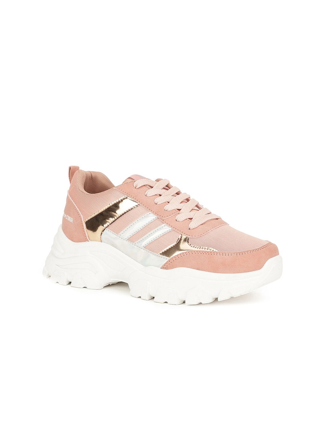 North Star Women Pink Colourblocked PU Sneakers Price in India