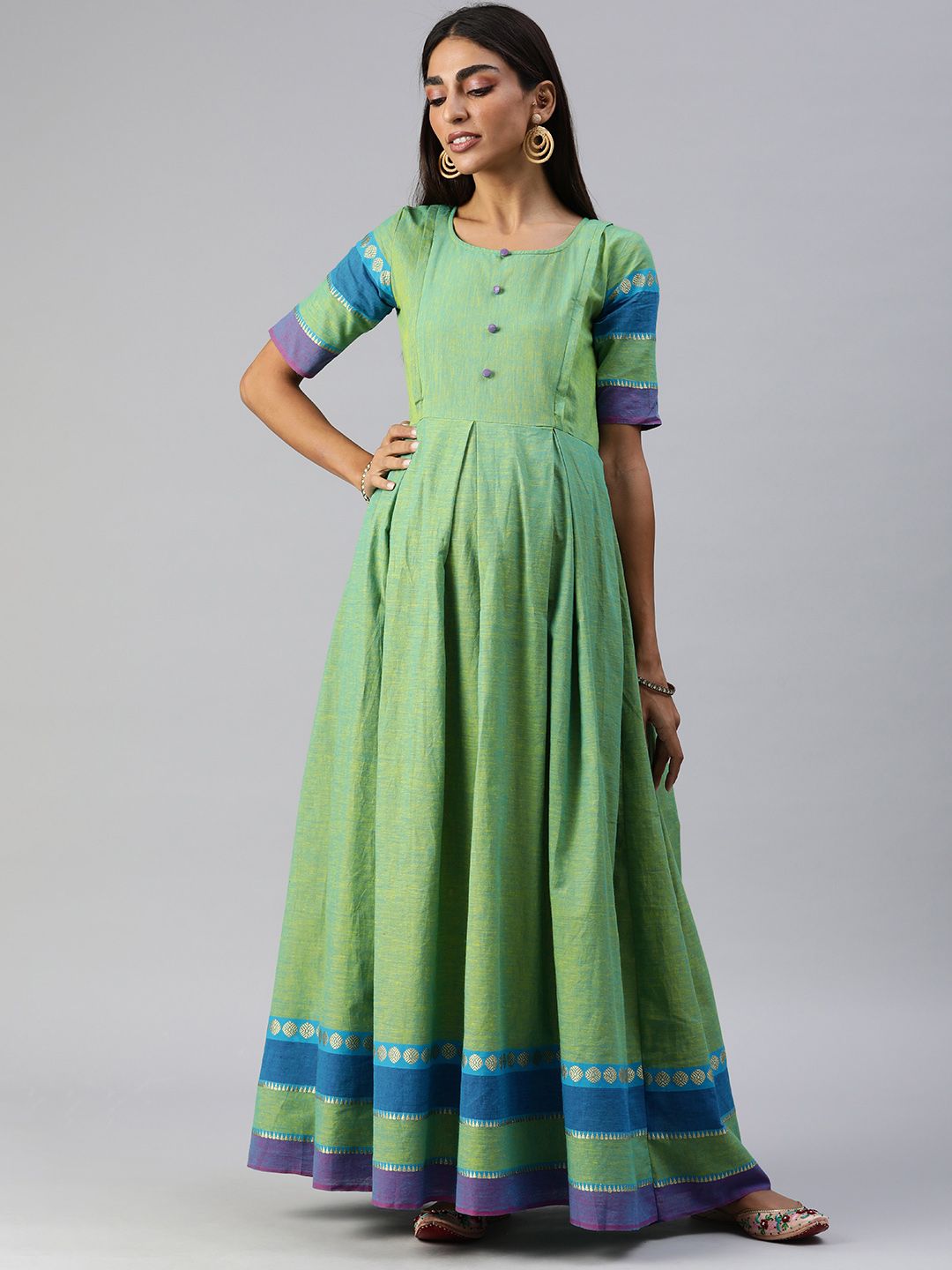 Swishchick Green Solid Maternity Maxi Dress Price in India