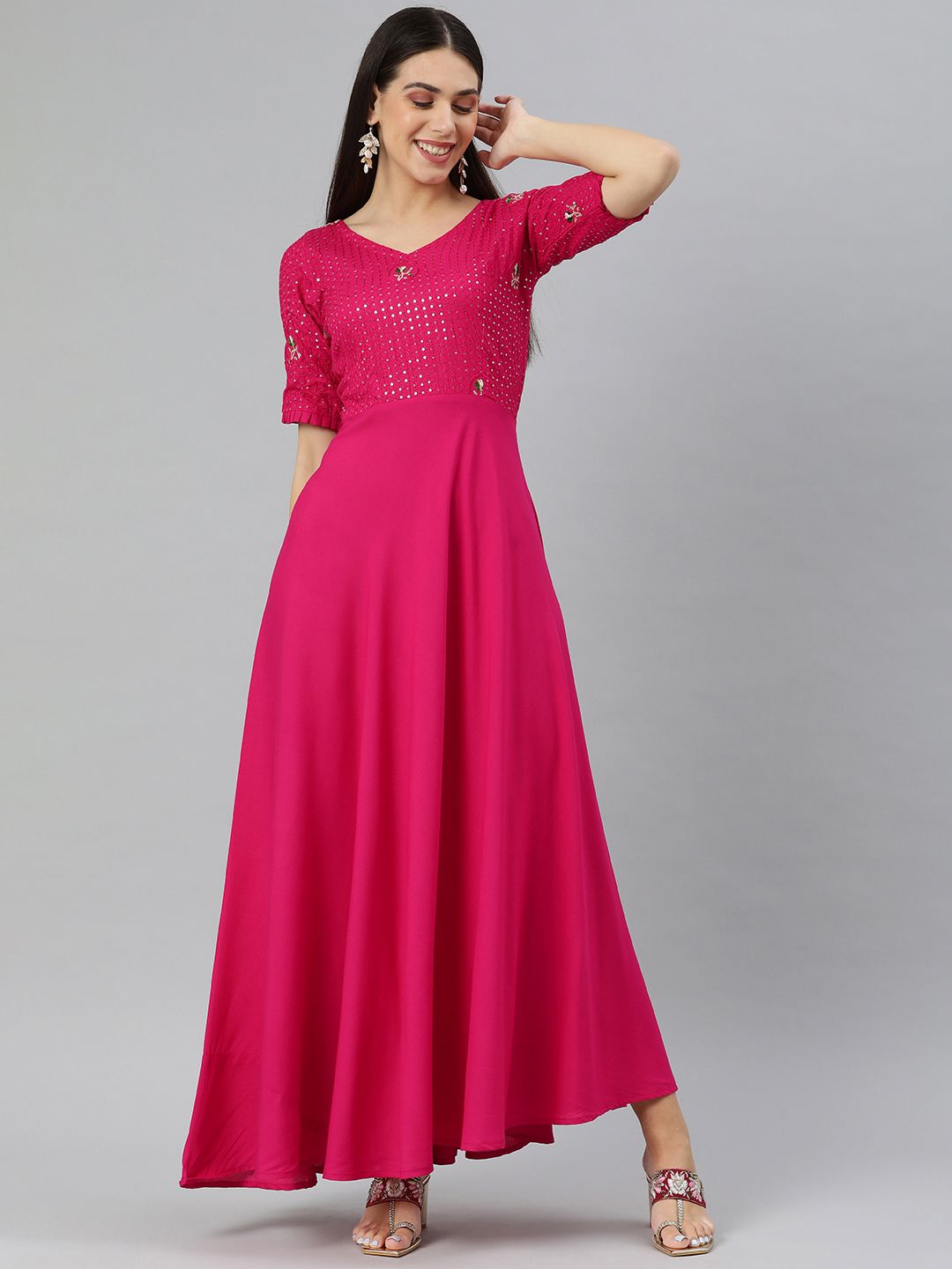 Swishchick Women Pink Sequined Maxi Dress Price in India