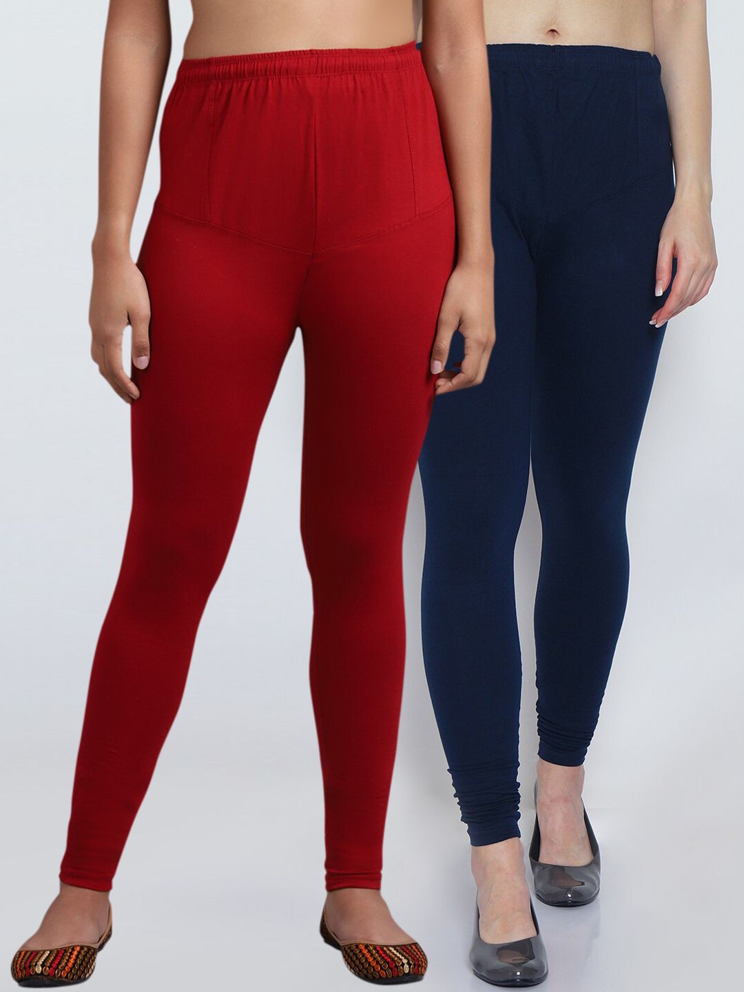 GRACIT Women Pack Of 2 Solid Churidar-Length Leggings Price in India