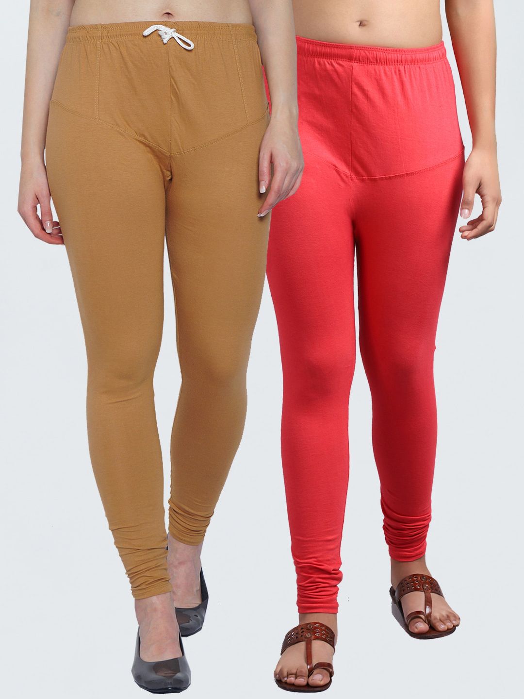 GRACIT Women Pack Of 2 Solid Churidar-Length Leggings Price in India