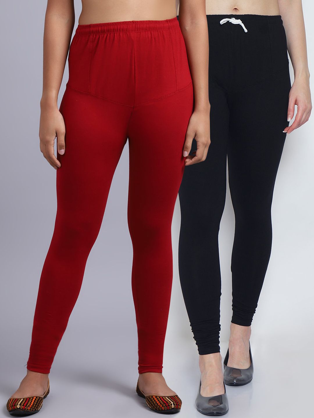 GRACIT Women Pack Of 2 Solid Churidar-Length Leggings Price in India