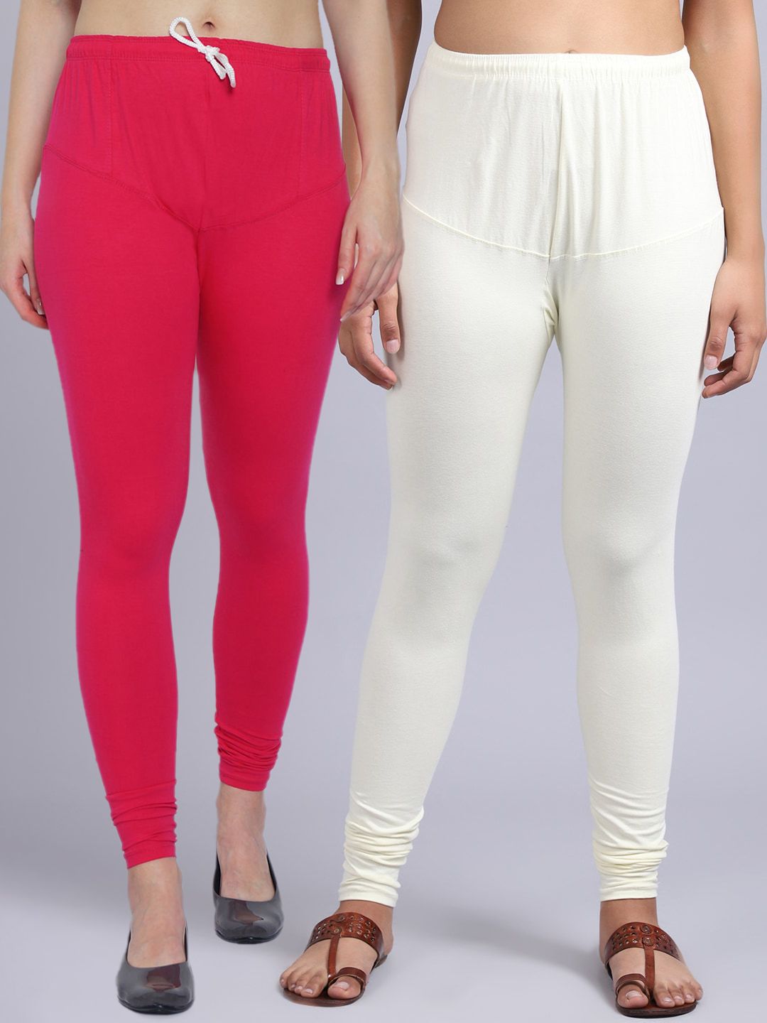 GRACIT Women Pack Of 2 Solid Churidar-Length Leggings Price in India