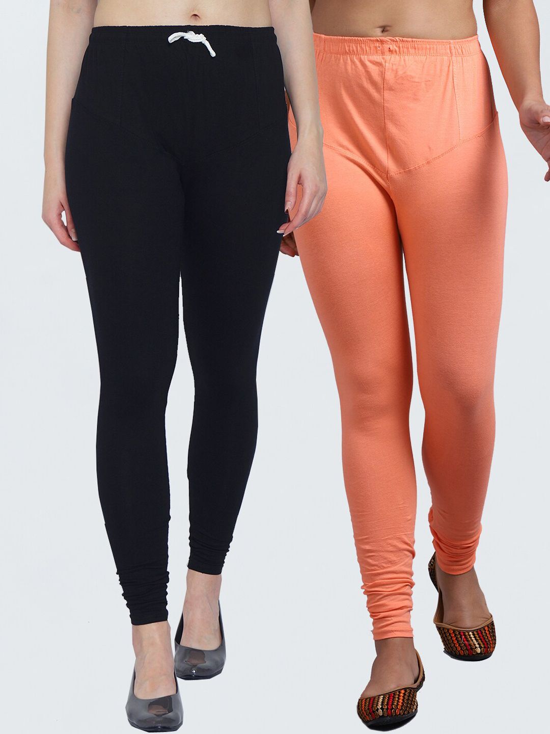 GRACIT Women Pack Of 2 Solid Churidar-Length Leggings Price in India