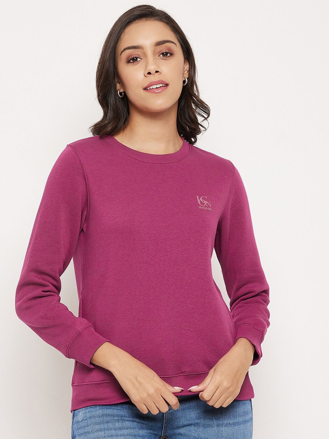 Madame Women Maroon Sweatshirt Price in India