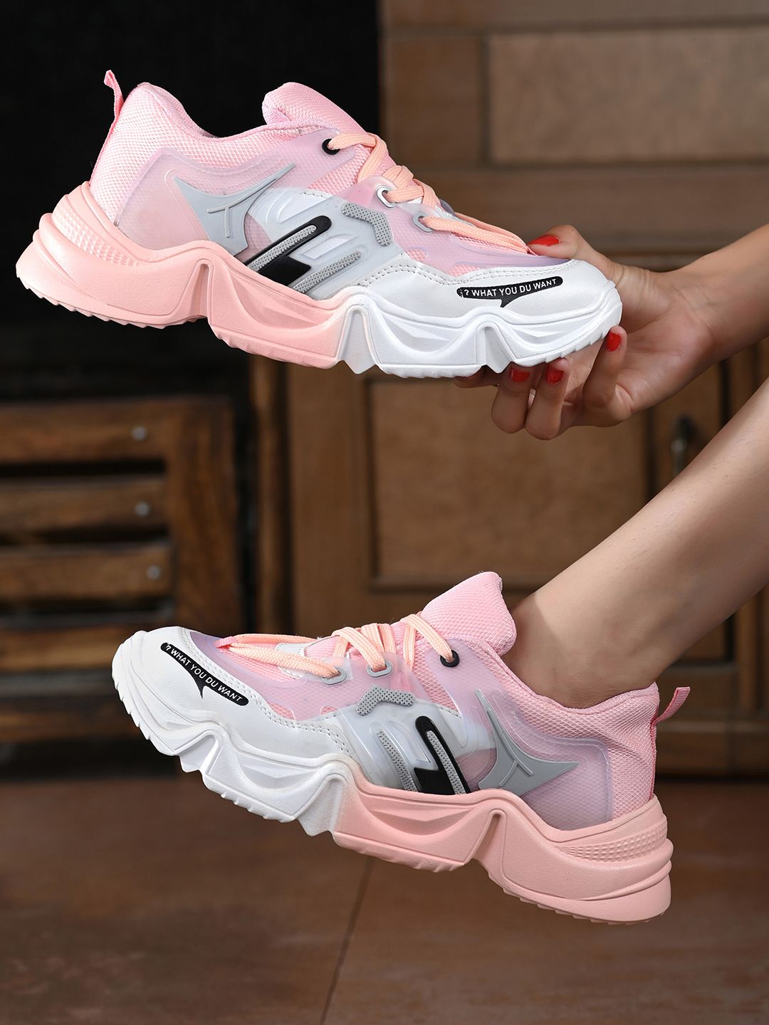 AfroJack Women Pink Mesh Training or Gym Shoes Price in India