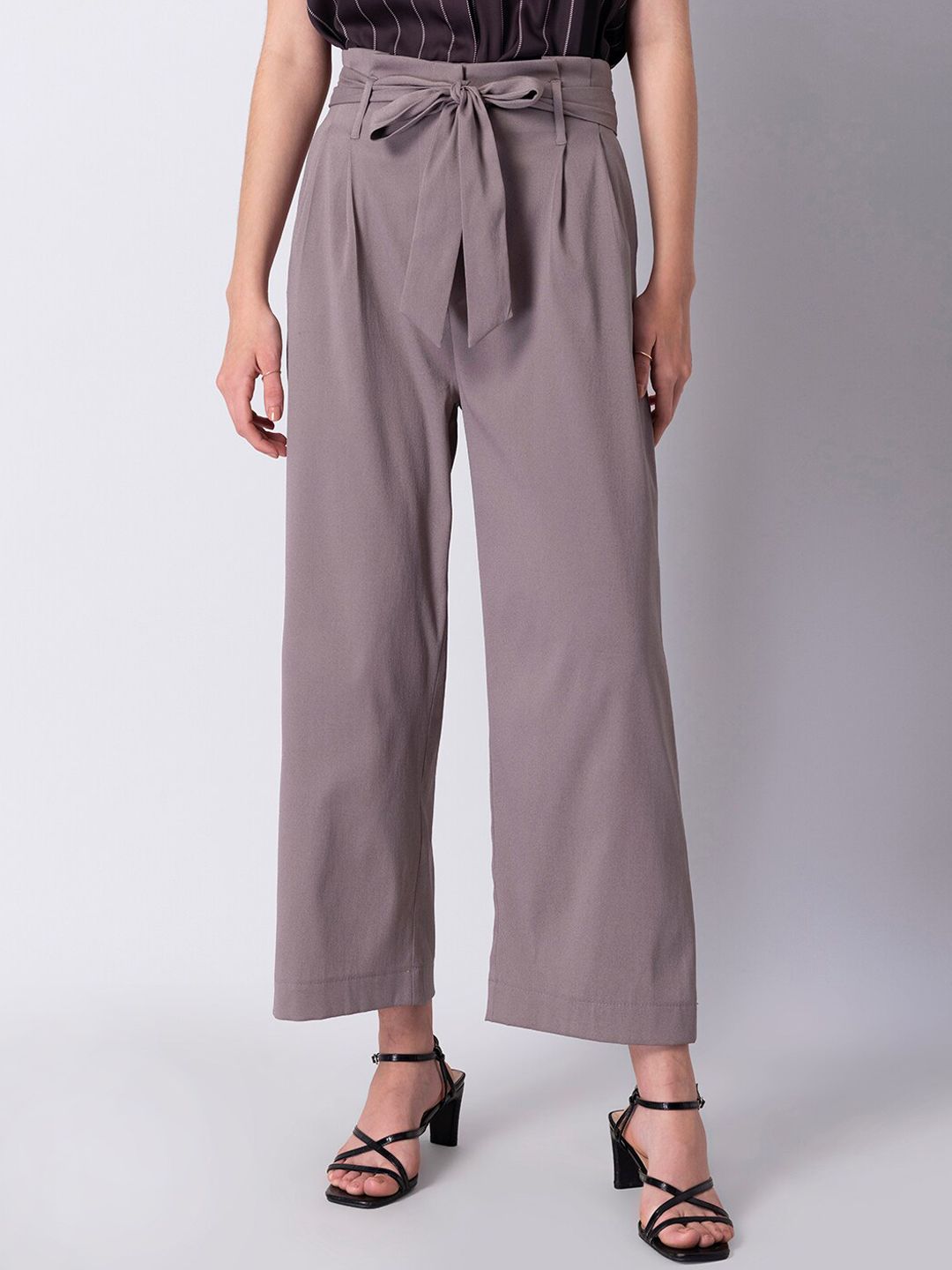 FabAlley Women Purple High-Rise Pleated Trousers Price in India