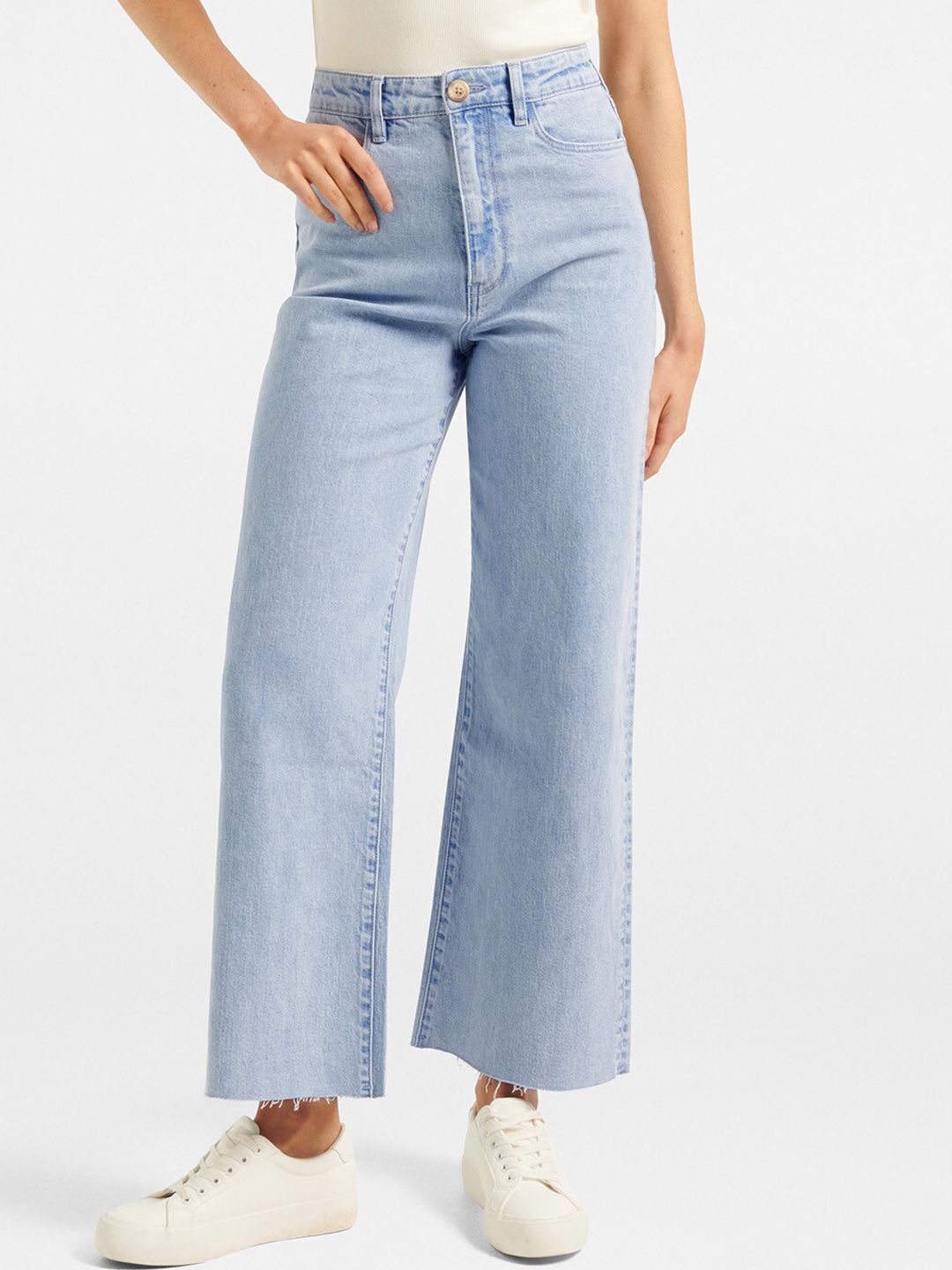 Forever New Women Blue Wide Leg High-Rise Jeans Price in India