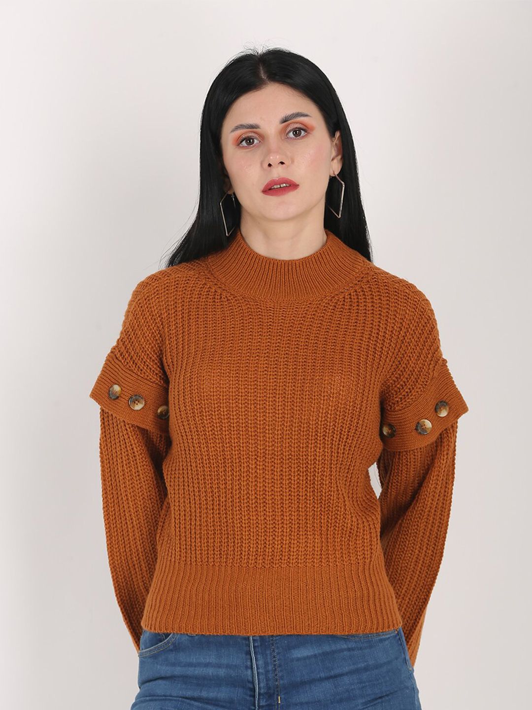 NoBarr Women Brown Striped Pullover Price in India