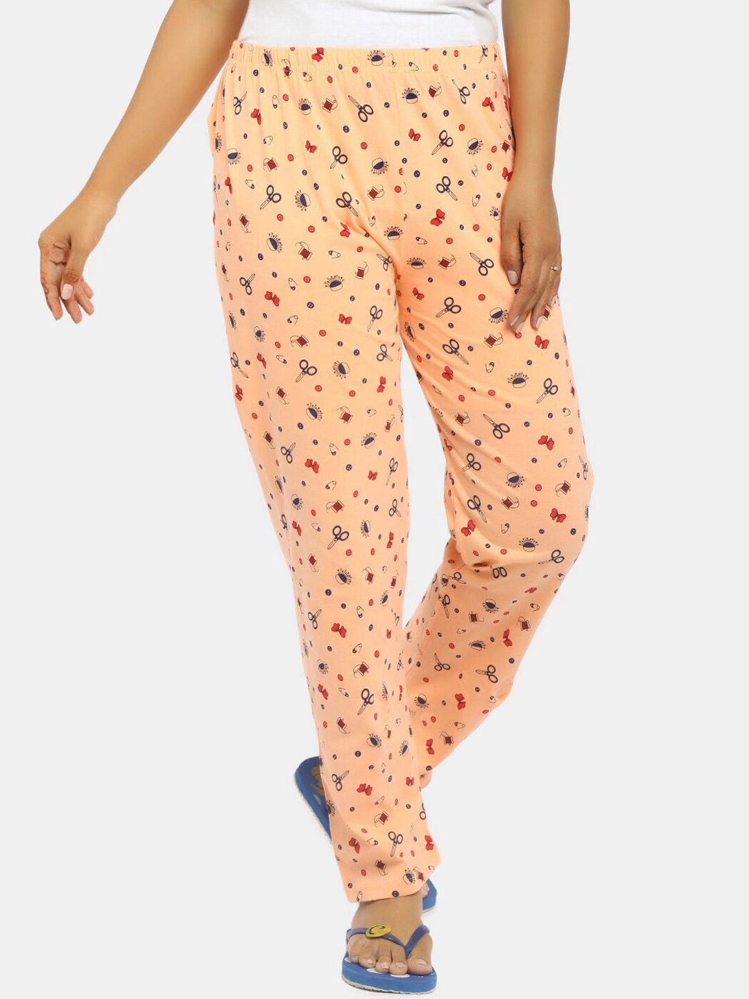 V-Mart Women Peach Printed Lounge Pants Price in India