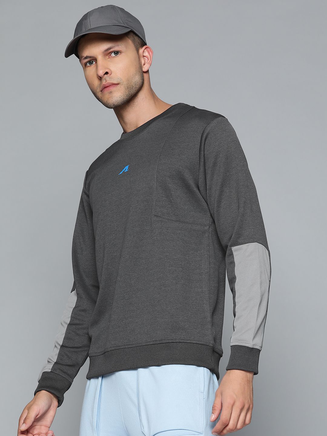 Alcis Men Charcoal Solid Sweatshirt