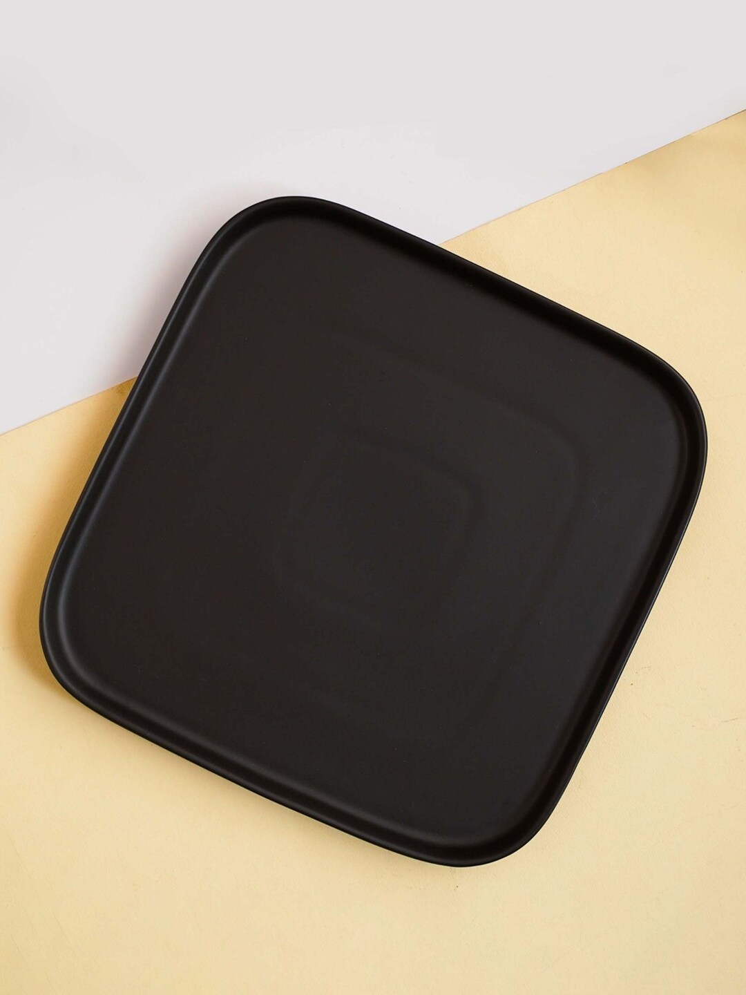 Nestasia Black Matte Square Ceramic Dinner Plate Price in India