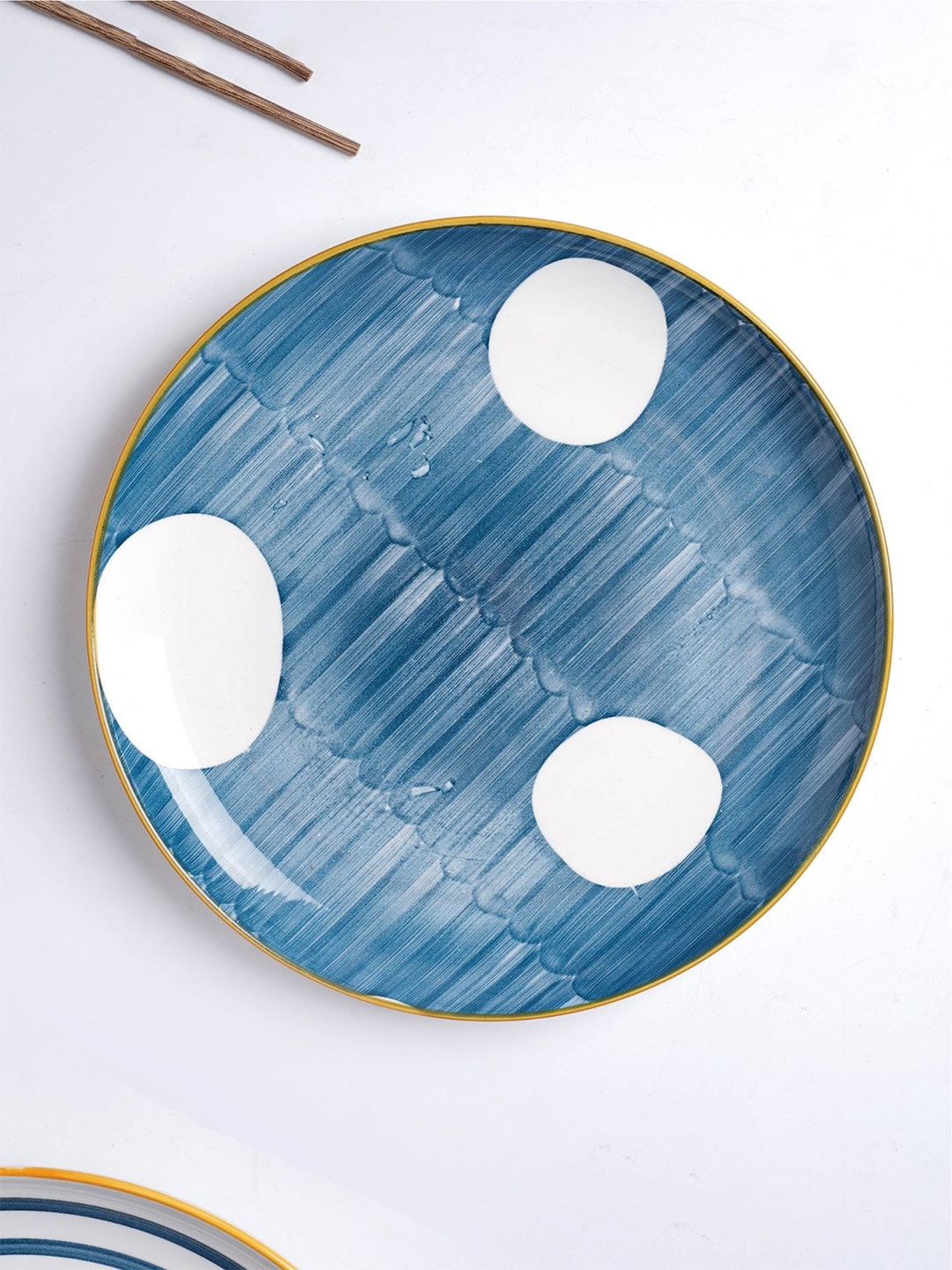 Nestasia Blue & Off White Geometric Printed Ceramic Dinner Plate Nitori Price in India