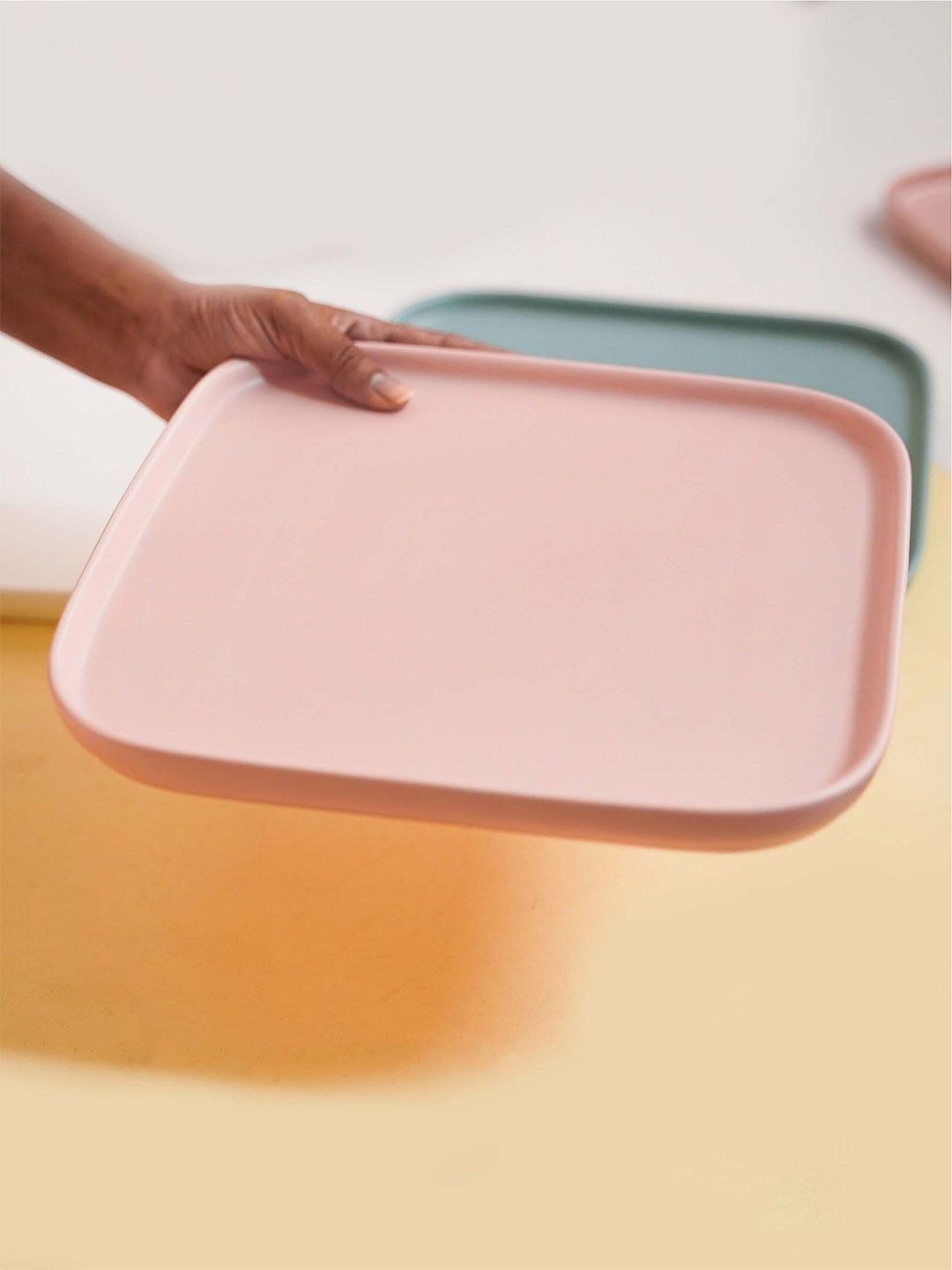 Nestasia Pink Ceramic Square Ceramic Dinner Plate Price in India