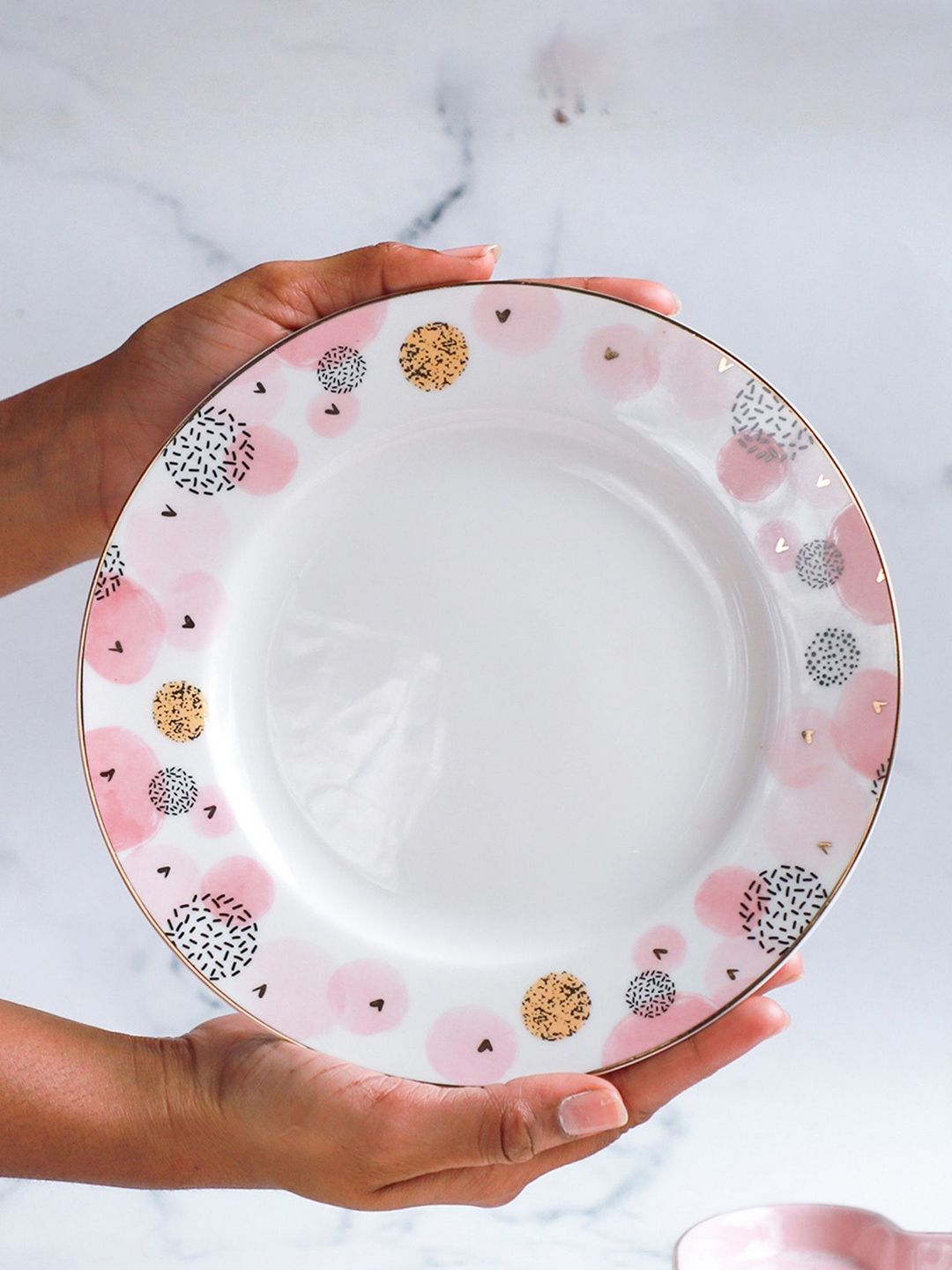 Nestasia White and Pink Dessert Plate Price in India