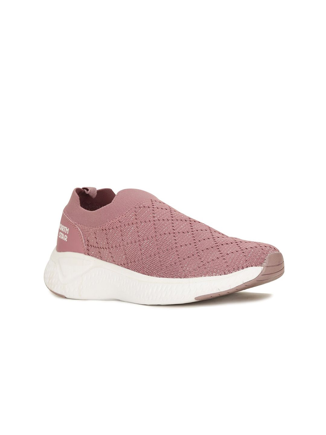 North Star Women Pink Woven Design Slip-On Sneakers Price in India