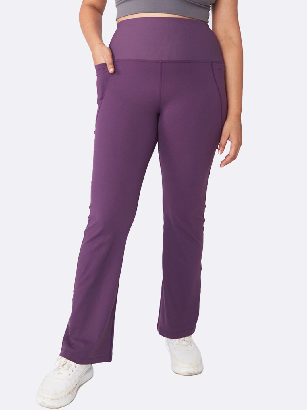 BlissClub Women Purple Solid Bootcut Track Pants Price in India