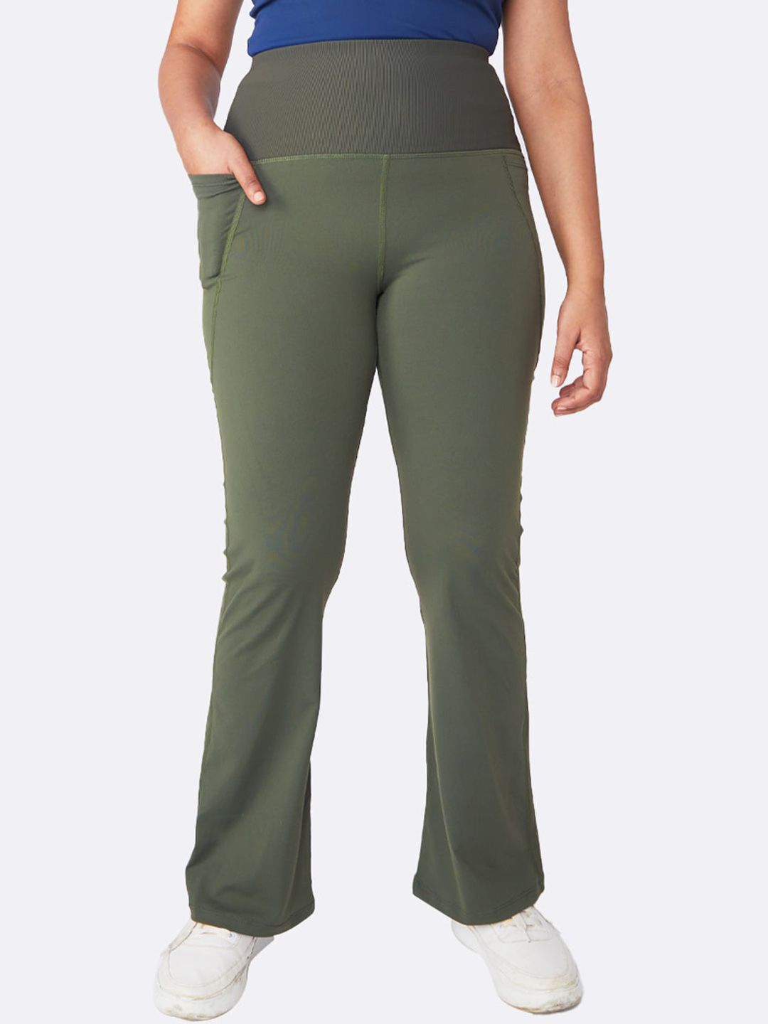 BlissClub Women Olive Green High-Waist Track Pants Price in India