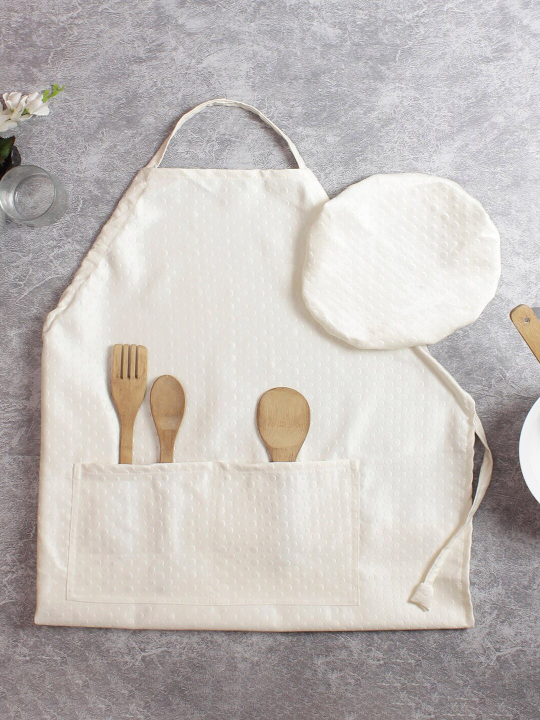 HOUZZCODE White Solid Apron With Cap Price in India