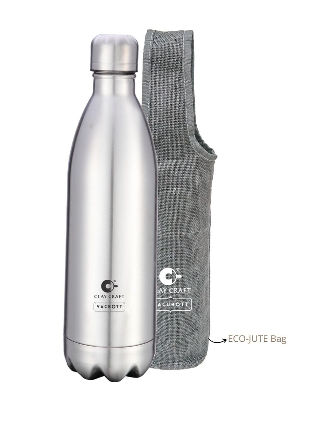 CLAY CRAFT Silver-Toned BPA Free Double Walled Vaccum Water Bottle Price in India
