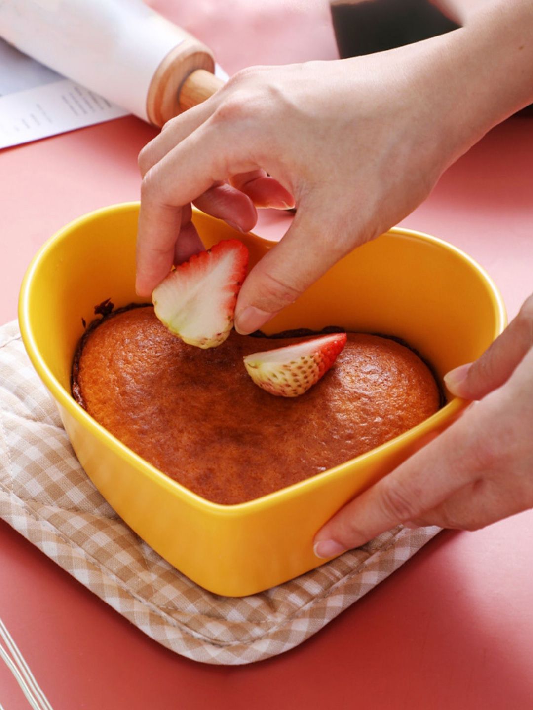 Nestasia Yellow Ceramic Glossy Heart-Shaped Baking Bowl 600 ml Price in India