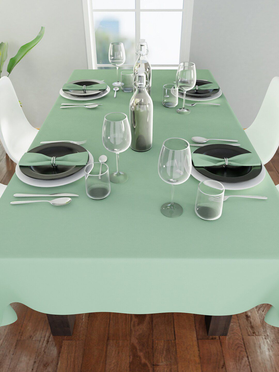 Encasa Homes Green Solid 6-Seater Table Cloth Price in India