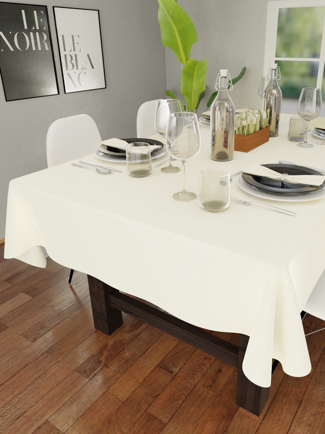 Encasa Homes Beige Solid Table Cloth Price in India