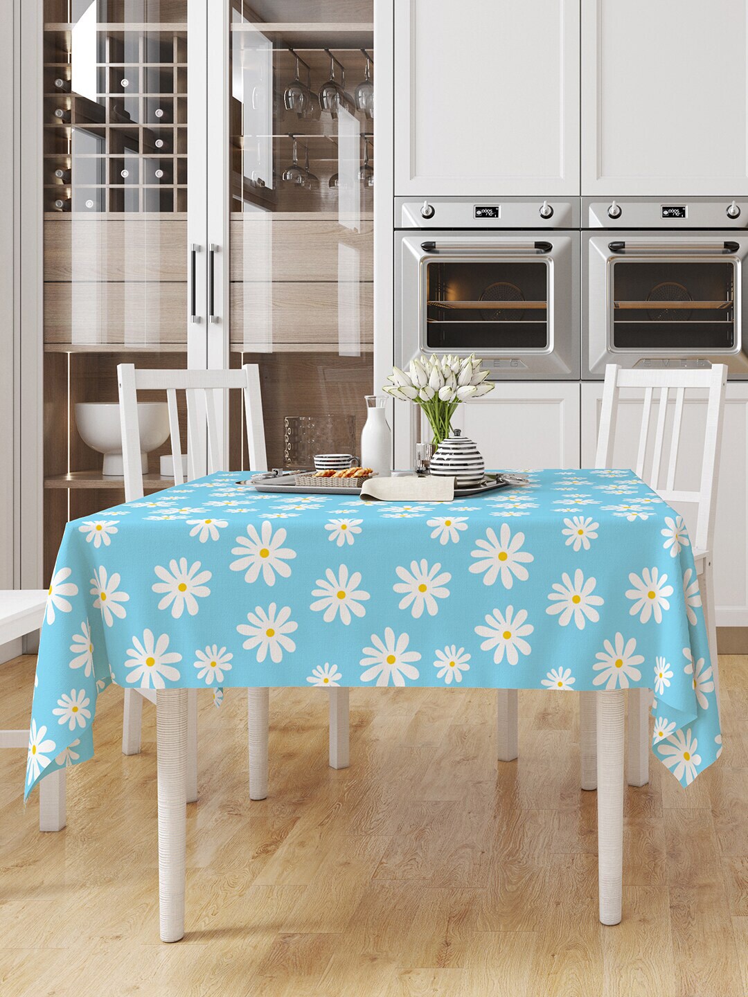 Encasa Homes Blue Printed Table Cloth Price in India