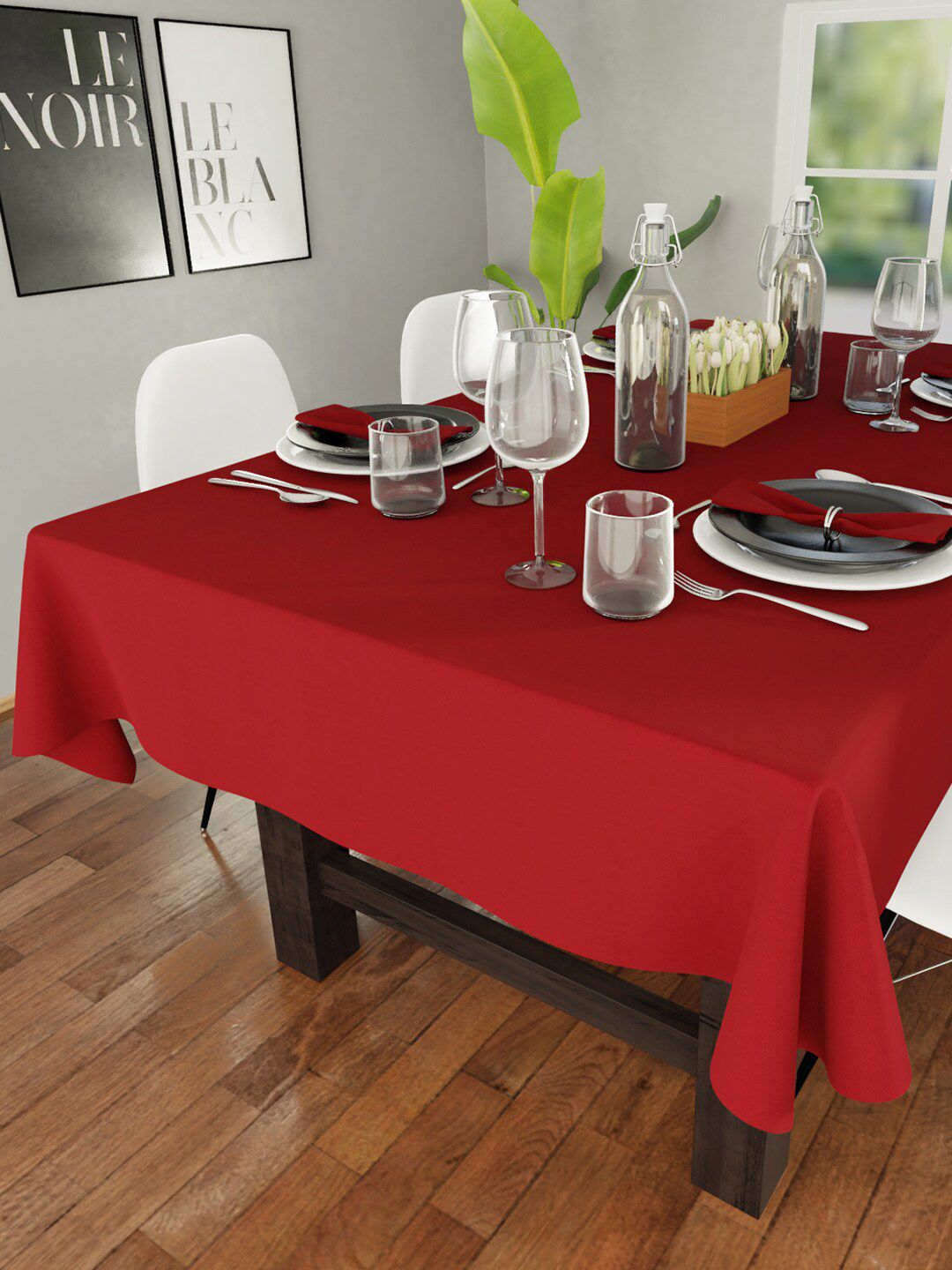 Encasa Homes Red Solid Table Cover Price in India