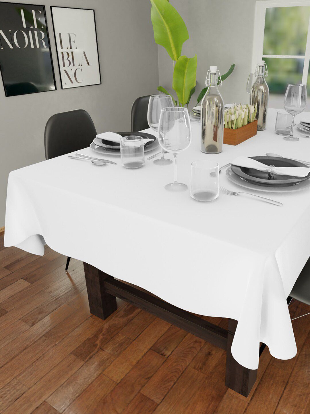 Encasa Homes Unisex White Solid Table Cloth Price in India