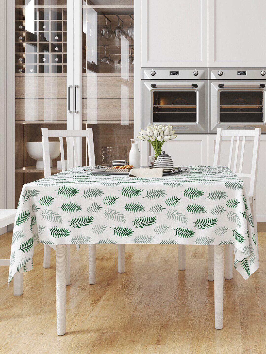 Encasa Homes Green Printed Cotton Table Cloth Price in India