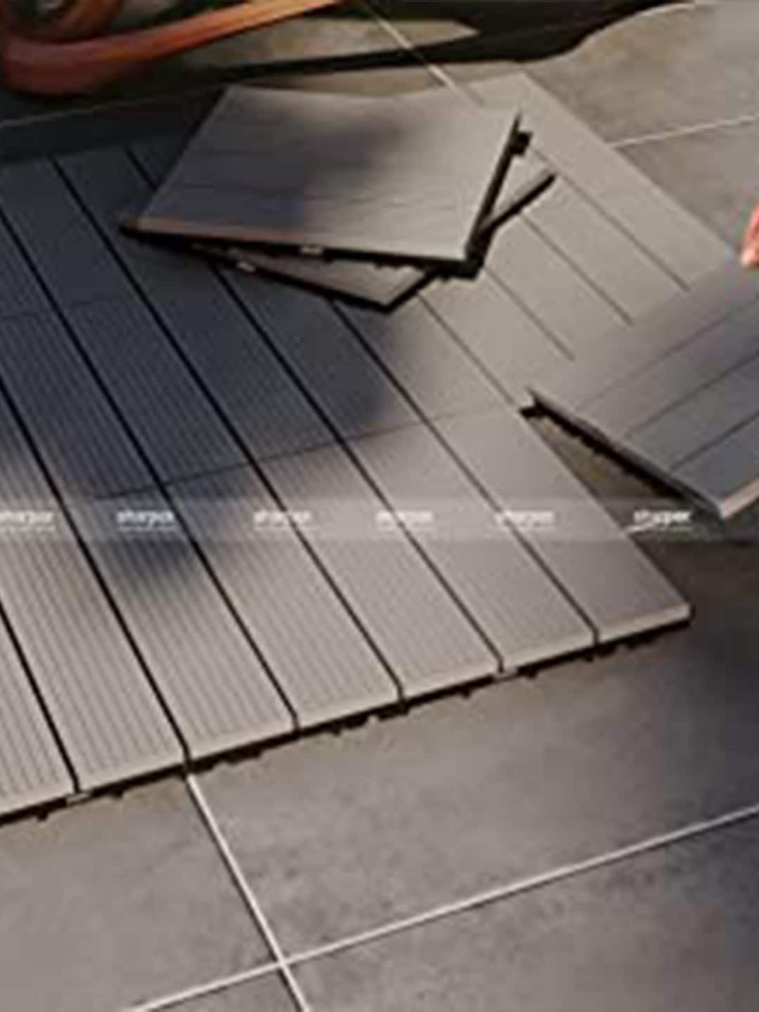 Sharpex Set Of 10 Grey Solid Deck Tiles Price in India