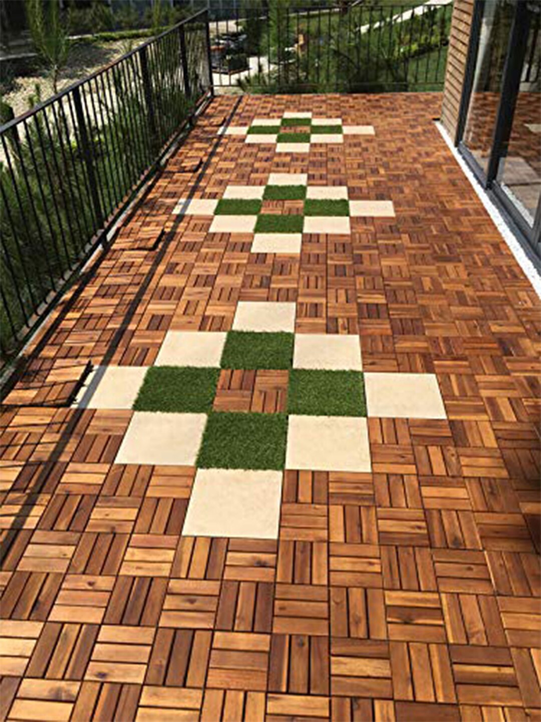 Sharpex Unisex Brown Solid Teak Wood Tiles Garden Accessories Price in India