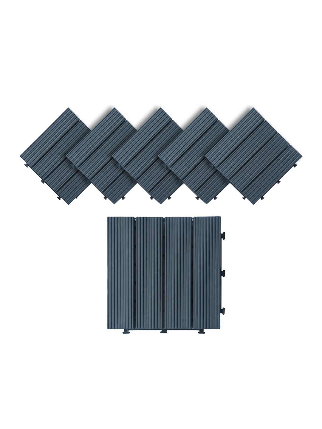 Sharpex Set Of 6 Grey Solid Deck Tiles Price in India