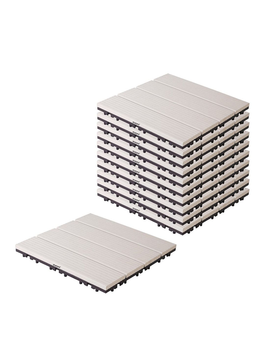 Sharpex Off White Pack of 10 WPC Deck Tiles Price in India