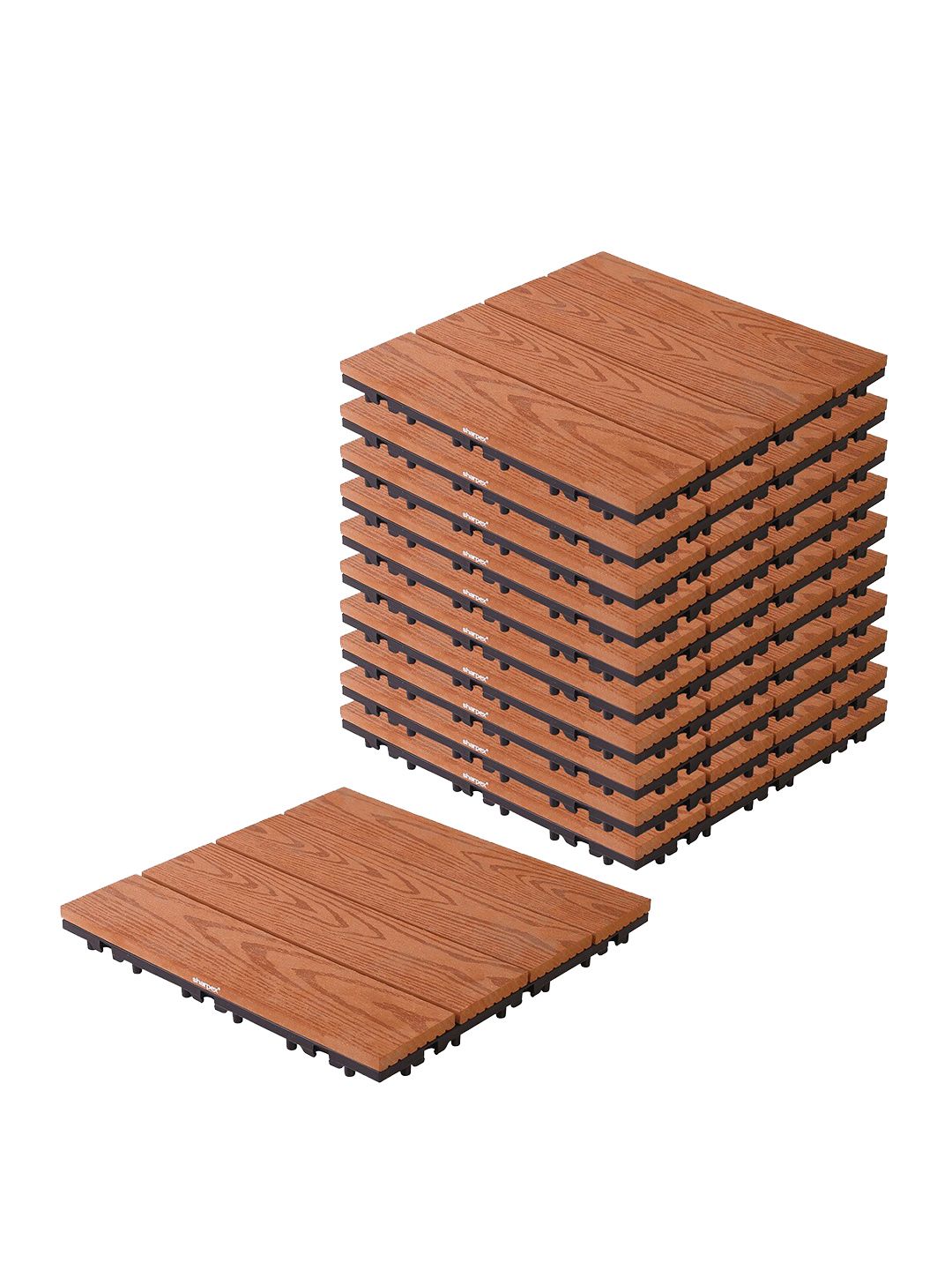 Sharpex Set Of 10 Brown Wood Deck Tiles Price in India
