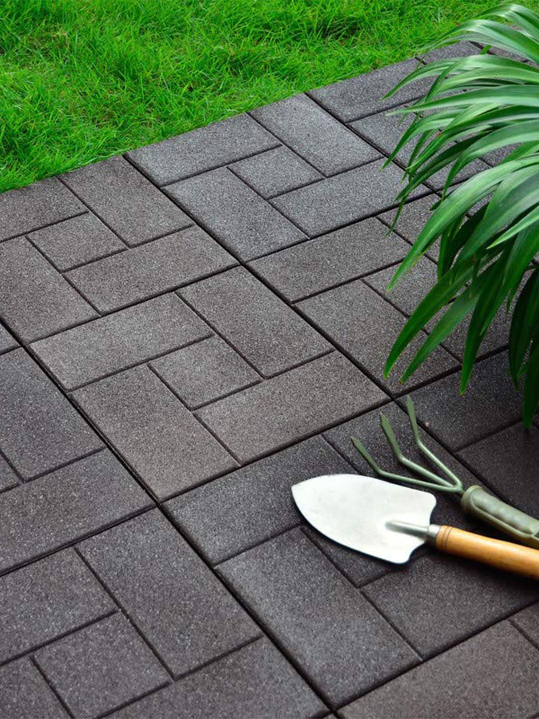Sharpex Set Of 6 Brown Solid Rubber Deck Tiles Price in India