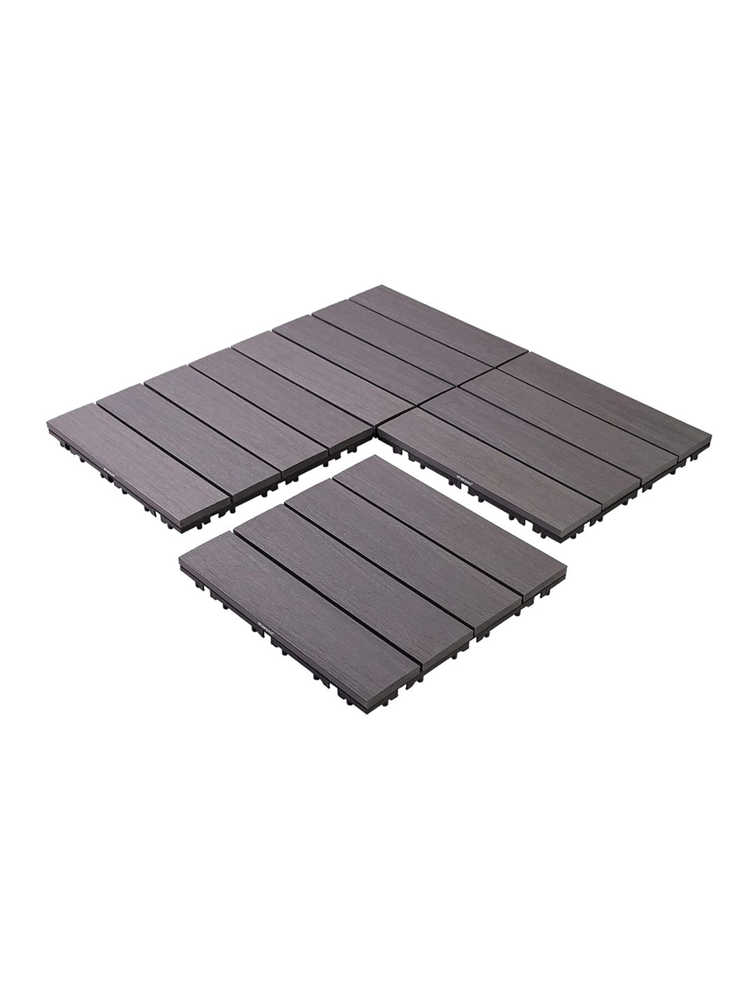 Sharpex Set of 10 Grey Solid Wooden WPC Deck Tiles Price in India