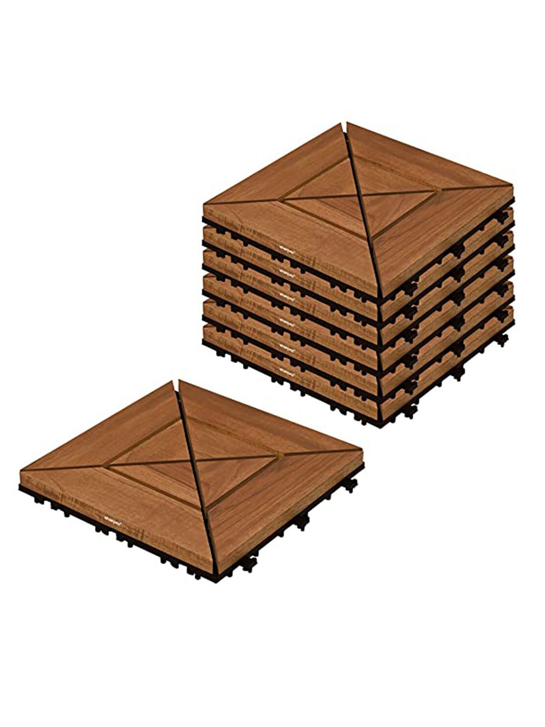 Sharpex Set Of 6  Brown Textured Teak Wood Tiles Price in India