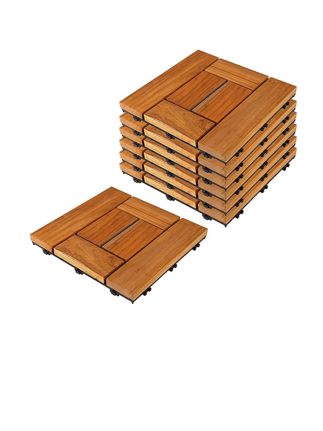 Sharpex Brown 6 PC Solid Teak Wood Deck Tiles Price in India