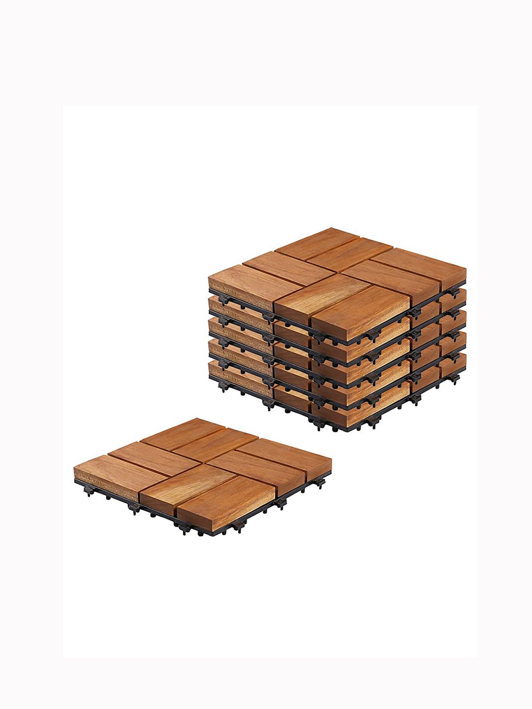 Sharpex Pack Of 6 Brown Wooden Solid Deck Tiles Price in India